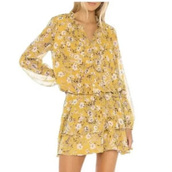Athropologie Show Me Your MuMu NWOT Yellow Floral Mini Channing Dress - Picture 3 of 4